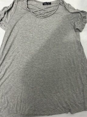 Crisscross Back Short-Sleeve Tunic - Light Gray